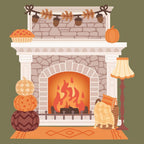 Honey Bee Lovely Layer Fireplace Falloween Add On Dies hbds-llfpfl with Pumpkins and Pie Mock Up 1