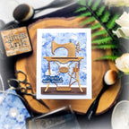 Honey Bee Lovely Layers Antique Sewing Table Dies hbds-llantst Thanks Sew Much Card
