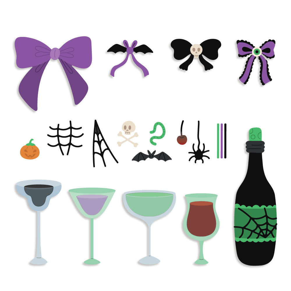 Honey Bee Lovely Layers Bootini Cocktails Dies hbds-llbootc Halloween Bows and Drinks