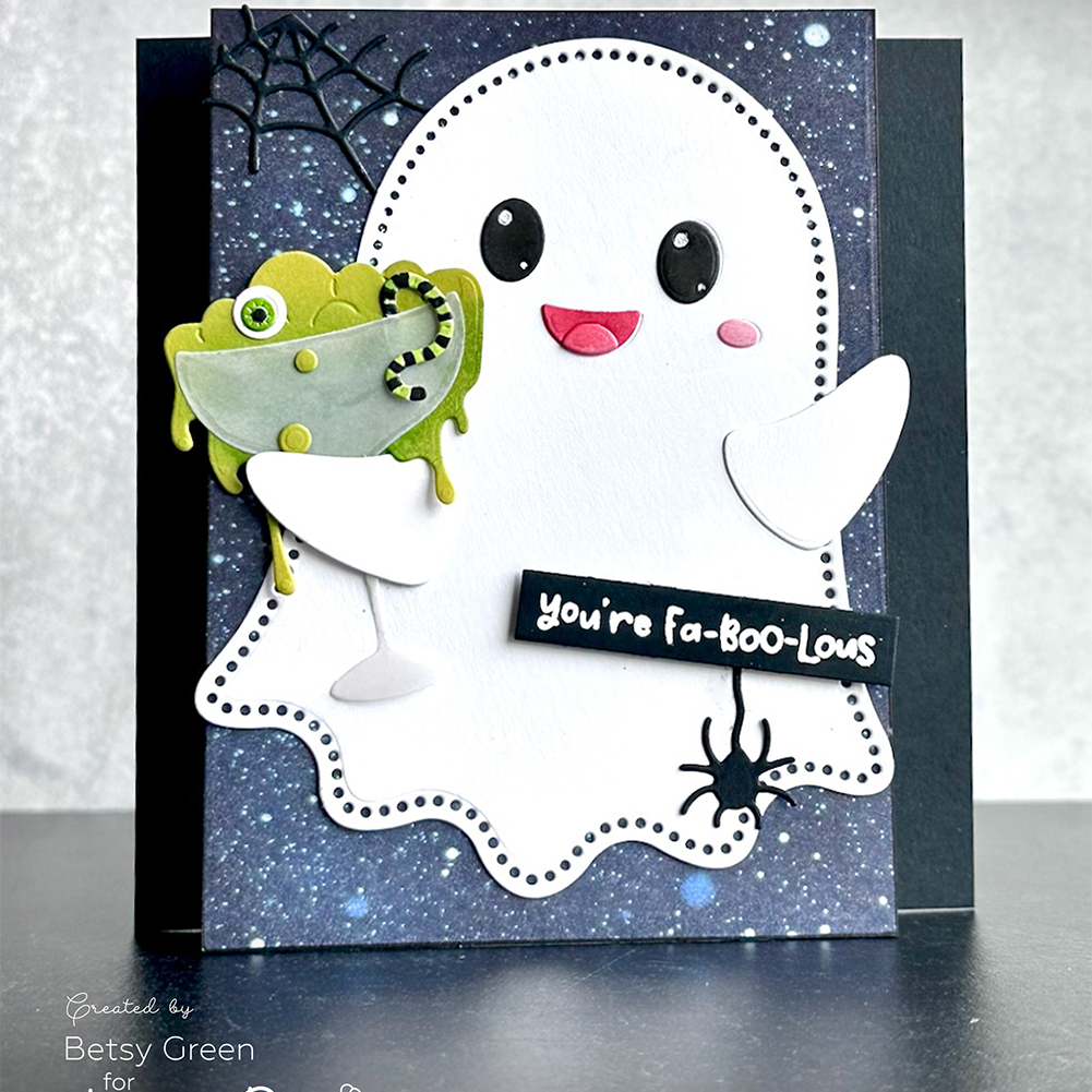 Honey Bee Lovely Layers Bootini Cocktails Dies hbds-llbootc Halloween Ghost Card