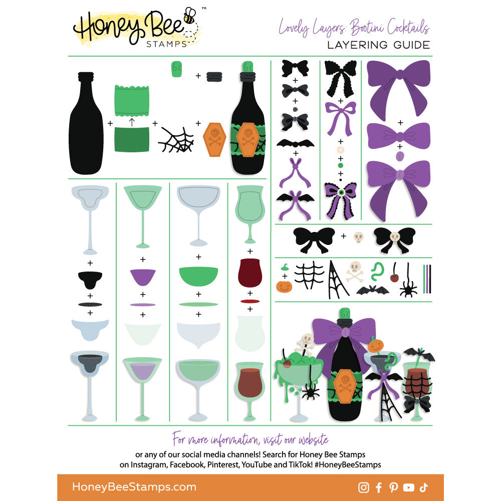 Honey Bee Lovely Layers Bootini Cocktails Dies hbds-llbootc Halloween Guide