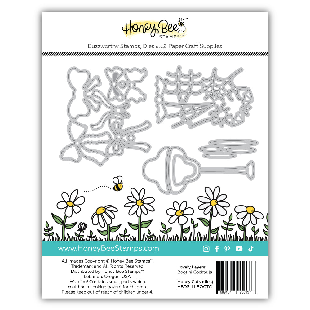 Honey Bee Lovely Layers Bootini Cocktails Dies hbds-llbootc Rear Packaging Image