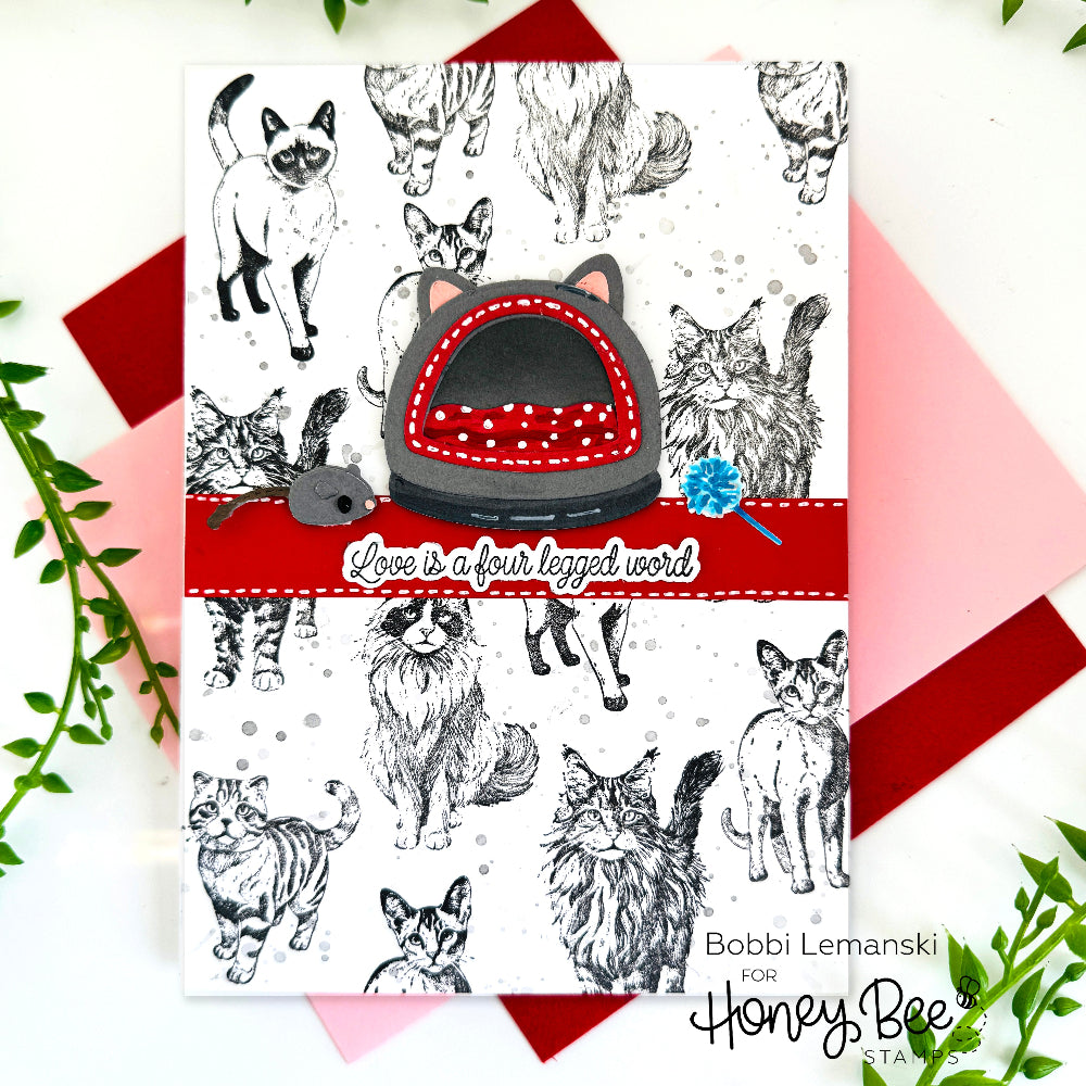 Honey Bee Lovely Layers Cat Bed Dies hbds-llcbed Bobbi Lemanski Card