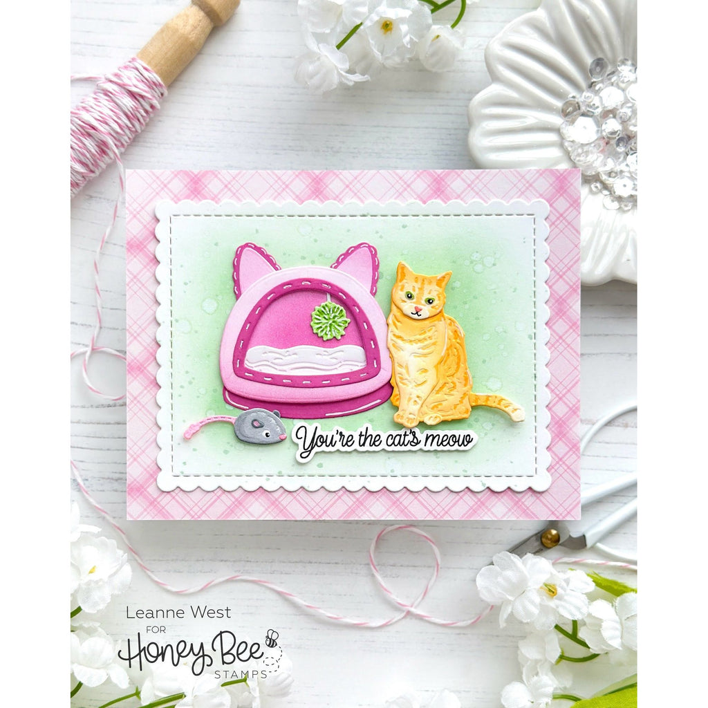 Honey Bee Lovely Layers Cat Bed Dies hbds-llcbed You're The Cat's Meow Card