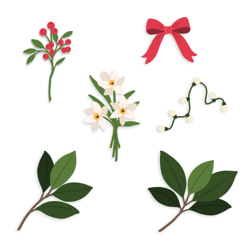 Honey Bee Lovely Layers Christmas Botanicals Dies hbds-llcrbot Holiday Florals