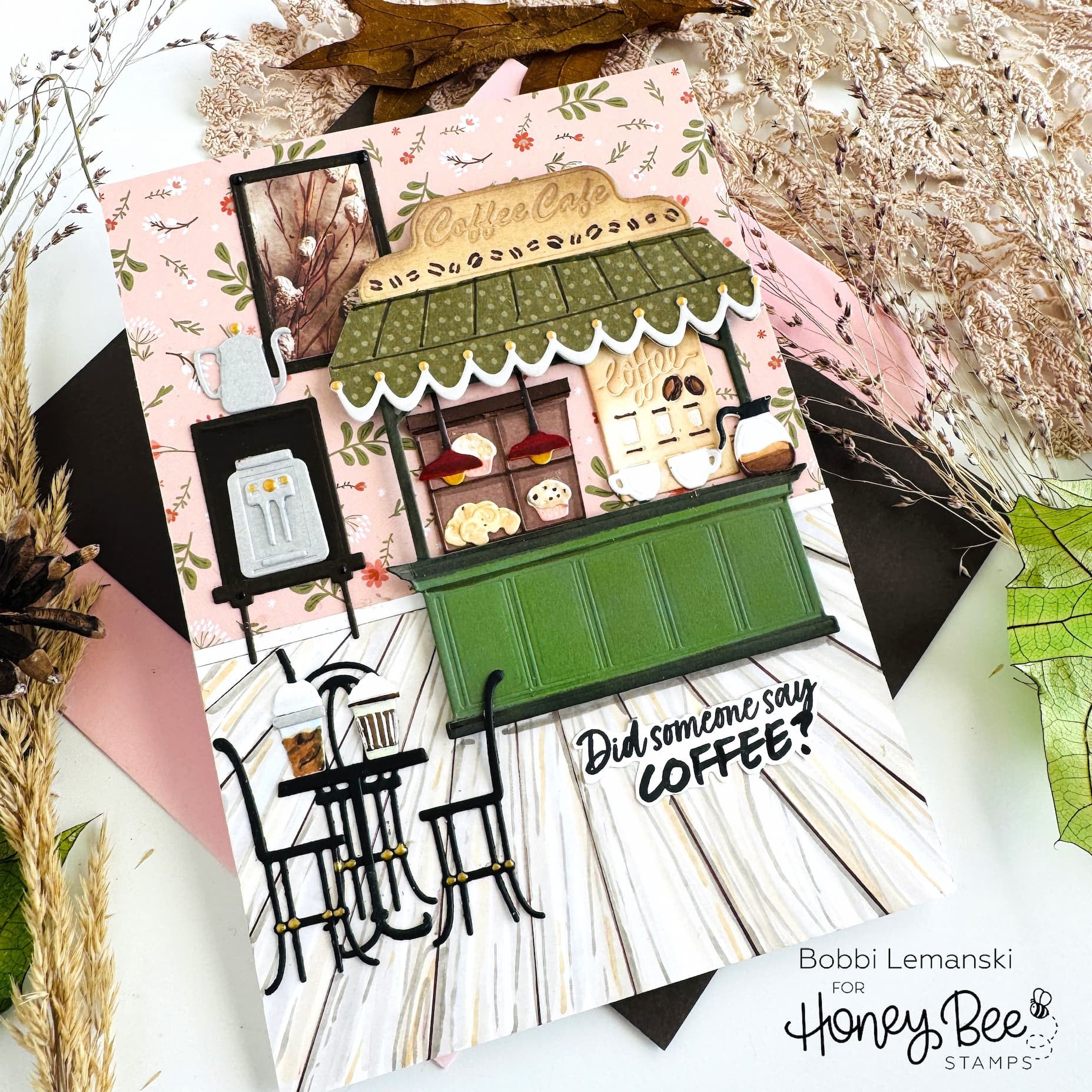 Honey Bee Lovely Layers Coffee Bar Dies hbds-llbarco Cafe Card