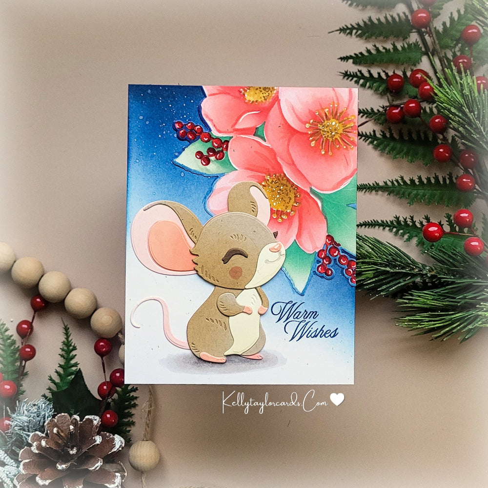 Honey Bee Lovely Layers Cute Mouse Dies hbds-llmouse Warm Wishes Christmas Card