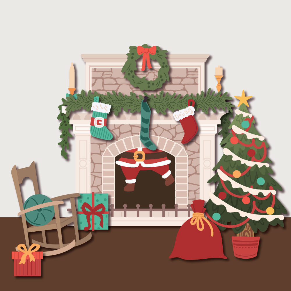 Honey Bee Lovely Layers Fireplace Holiday Add-On Dies hbds-llfplhl Christmas Chimney Card