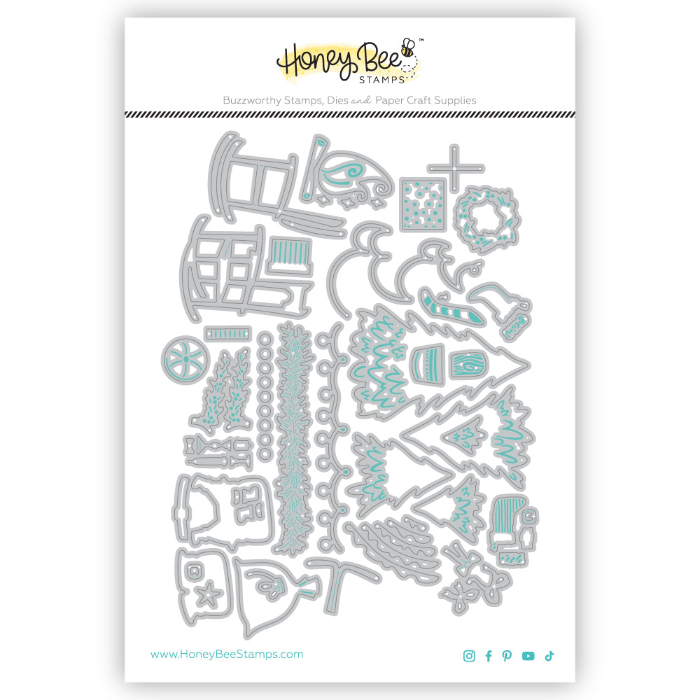 Honey Bee Lovely Layers Fireplace Holiday Add-On Dies hbds-llfplhl Detailed Image