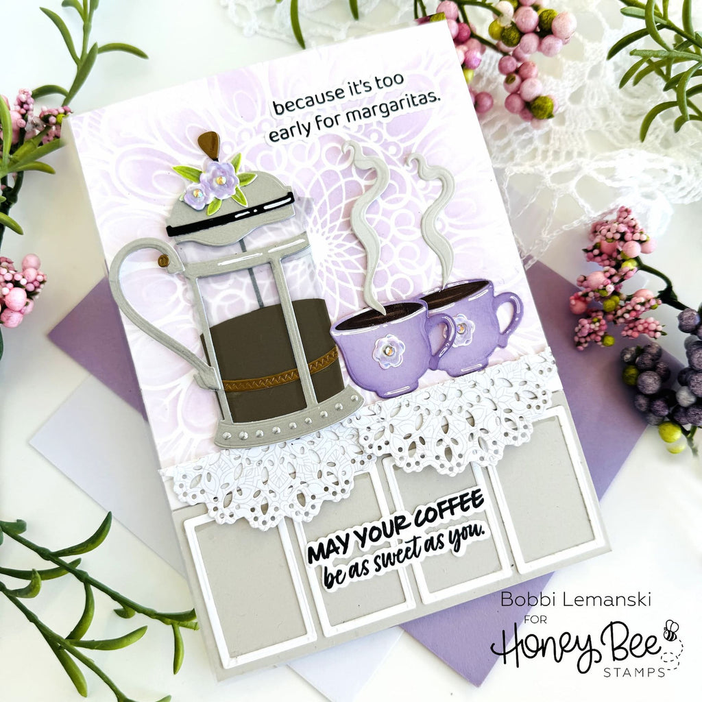 Honey Bee Lovely Layers French Press Dies hbds-llfrchp Sweet Coffee Card