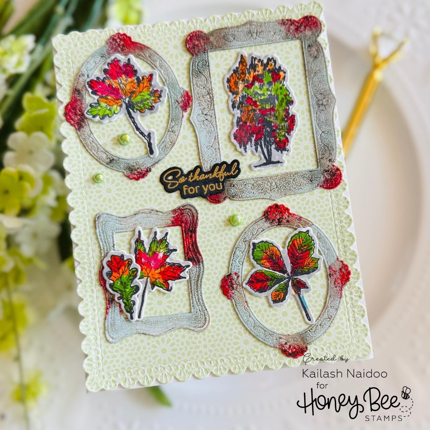 Honey Bee Lovely Layers Gallery Wall Art Dies hbds-llgwat So Thankful For You Card