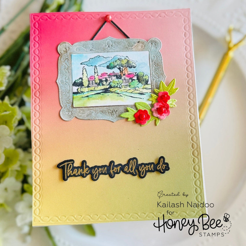 Honey Bee Lovely Layers Gallery Wall Art Dies hbds-llgwat Thank You For All You Do Card