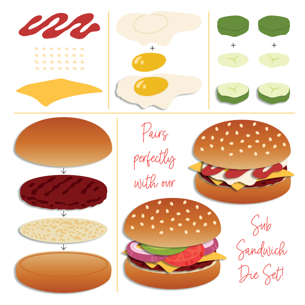 Honey Bee Lovely Layers Hamburger Dies hbds-llhmbrg Condiments