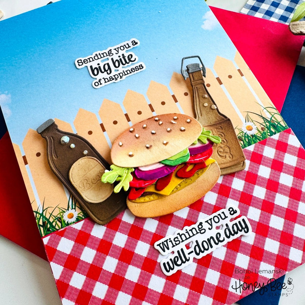 Honey Bee Lovely Layers Hamburger Dies hbds-llhmbrg Summer Picnic Card