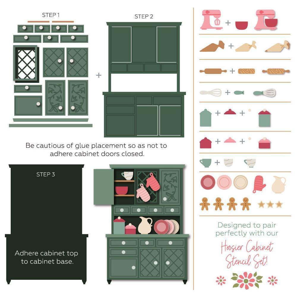 Honey Bee Lovely Layers Hoosier Cabinet And Add-Ons Dies Bundle HBDS-LLHOOCLL Building Mock Up with Dishes