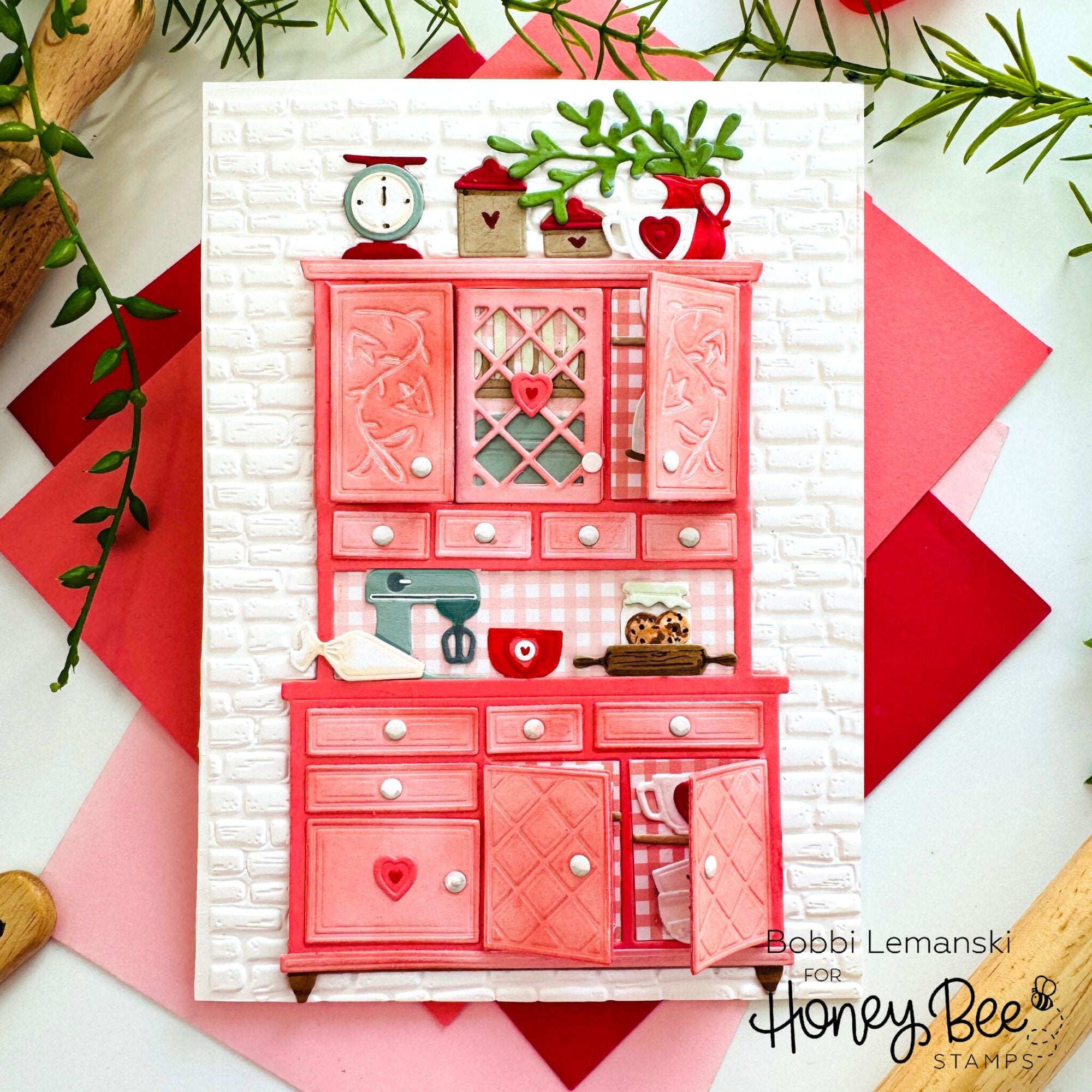 Honey Bee Lovely Layers Hoosier Cabinet Baking Add-On Dies hbds-llhobk Vintage Cabinet Card | color-code:ALT03