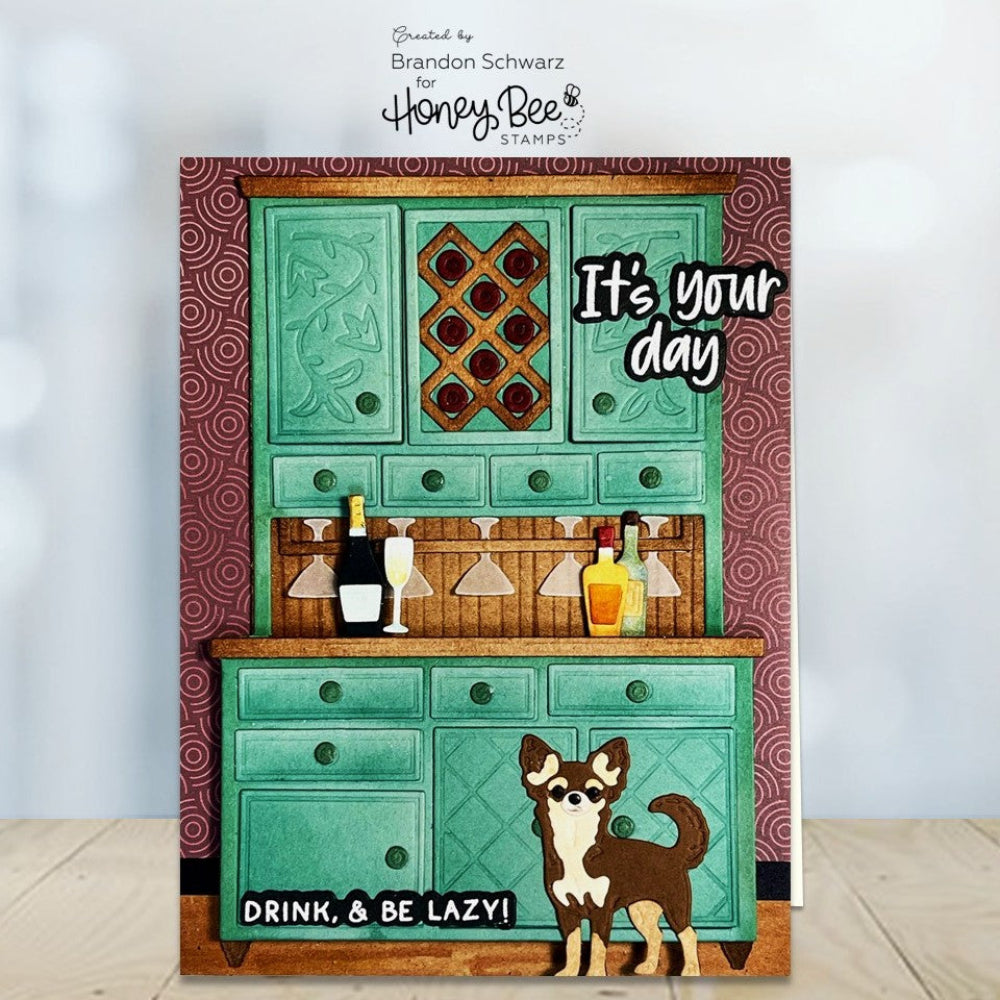 Honey Bee Lovely Layers Hoosier Cabinet Wet Bar Add Ons Dies hbds-llhcwb Masculine Encouragement Card