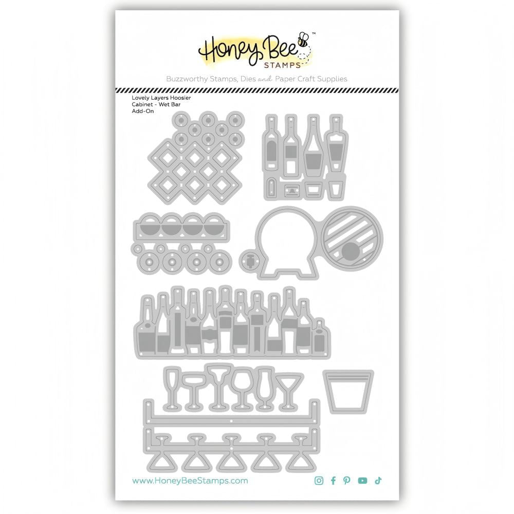 Honey Bee Lovely Layers Hoosier Cabinet Wet Bar Add Ons Dies hbds-llhcwb in package
