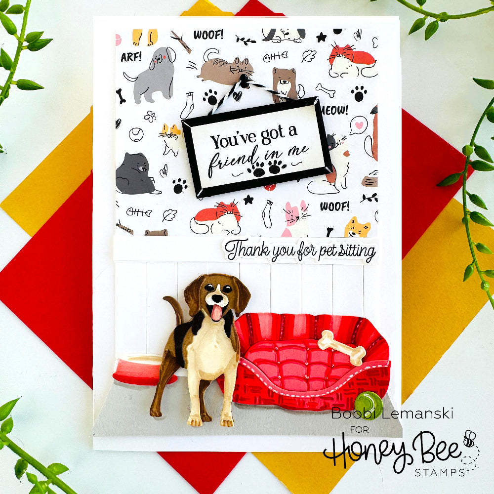Honey Bee Lovely Layers Medium Dogs Dies hbds-llmdog Bobbi Lemanski Card