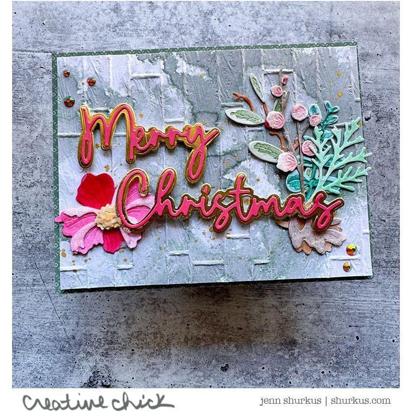 Honey Bee Lovely Layers Mini Holiday Florals Dies hbds-llmhf Merry Christmas Card