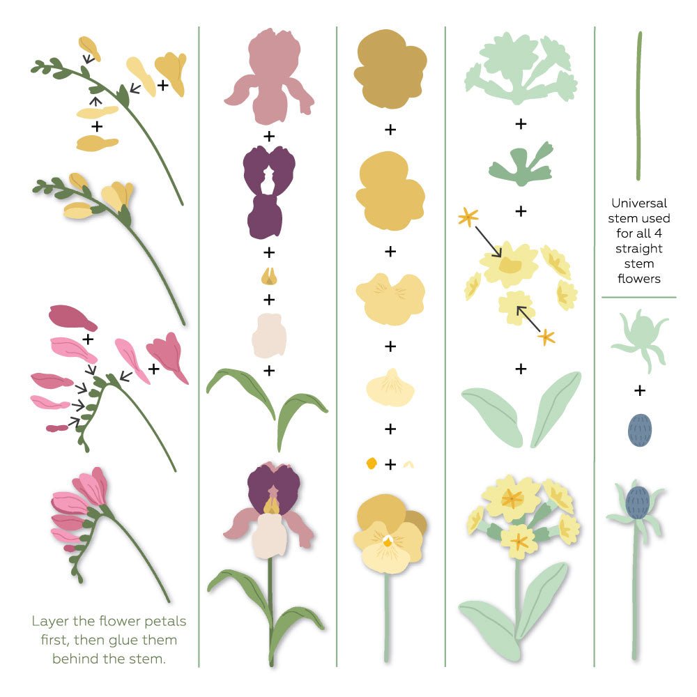 Honey Bee Lovely Layers Mini Spring Florals Dies hbds-llmnspf Layering Instructions