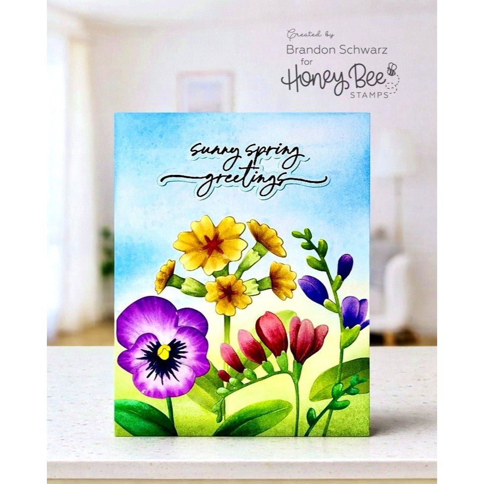 Honey Bee Lovely Layers Mini Spring Florals Dies hbds-llmnspf Sunny Spring Greetings Card