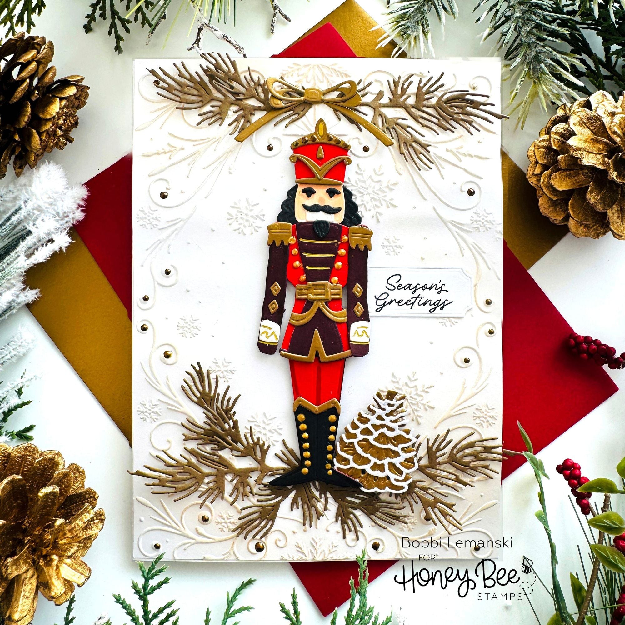 Honey Bee Lovely Layers Nutcracker Dies hbds-llnutcr Season's Greetings Card