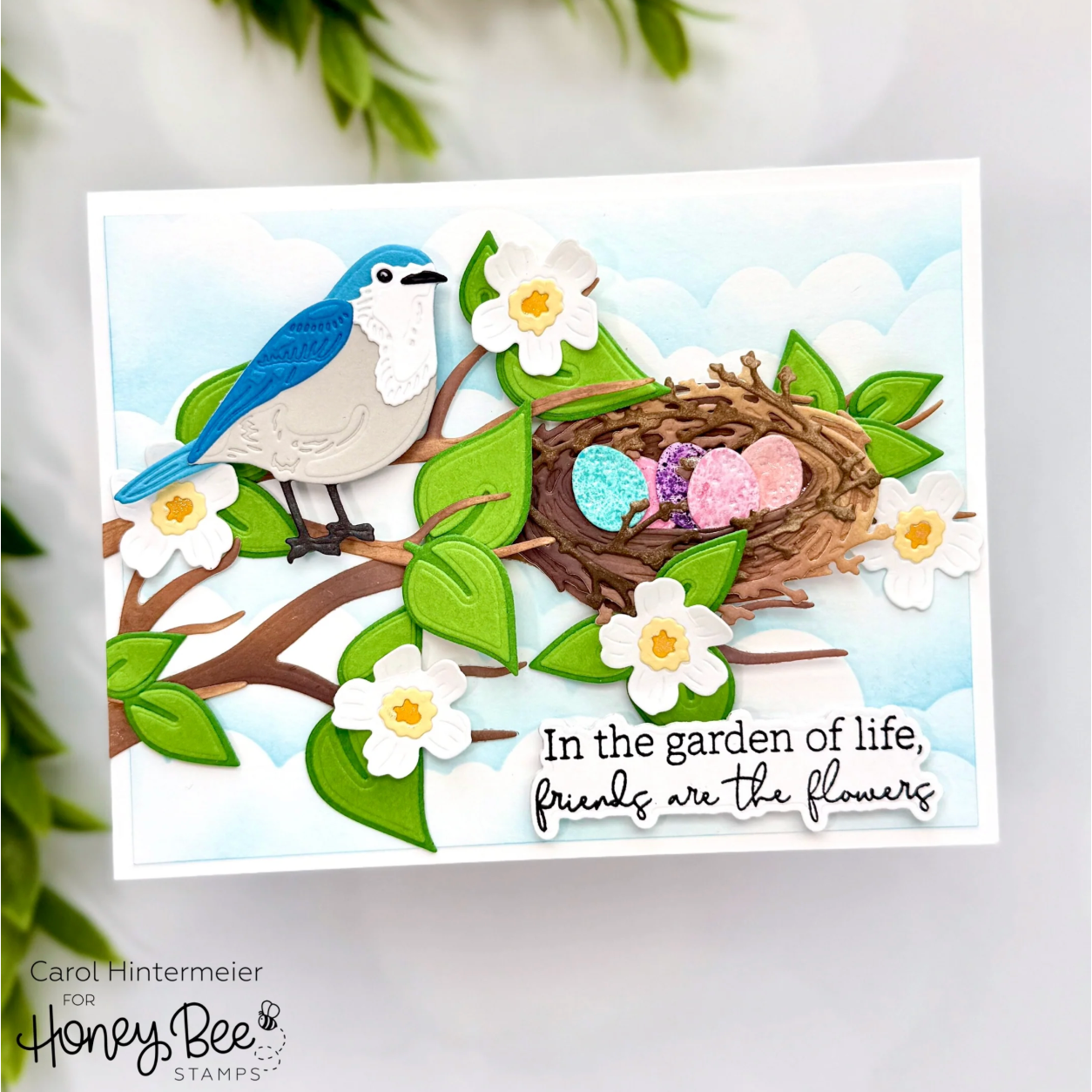 Honey Bee Lovely Layers Oak Branch Dies hbds-lloakb Friends Are The Flowers Card | color-code:ALT01