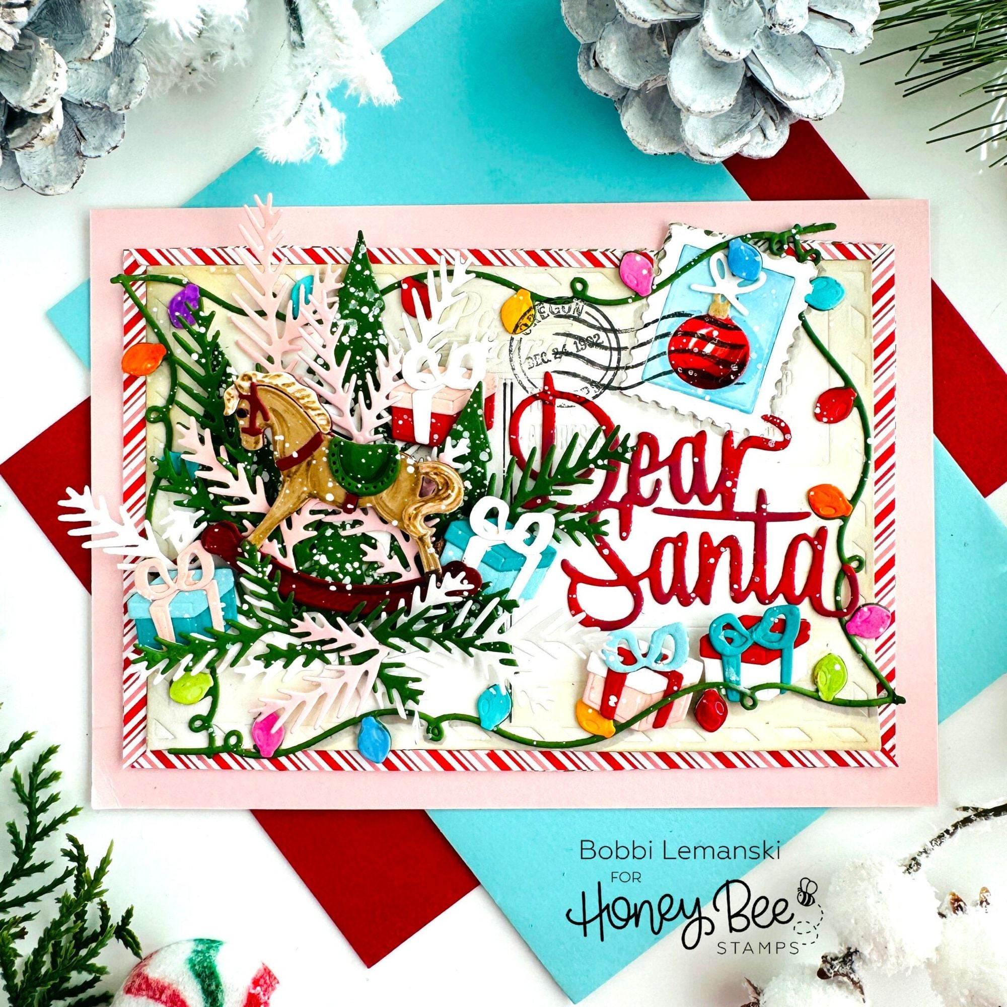 Honey Bee Lovely Layers Old Fashioned Rocking Horse Dies hbds-llofrh Dear Santa Card | color-code:ALT01