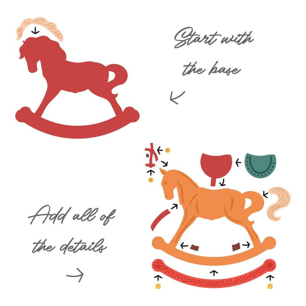 Honey Bee Lovely Layers Old Fashioned Rocking Horse Dies hbds-llofrh Instructions