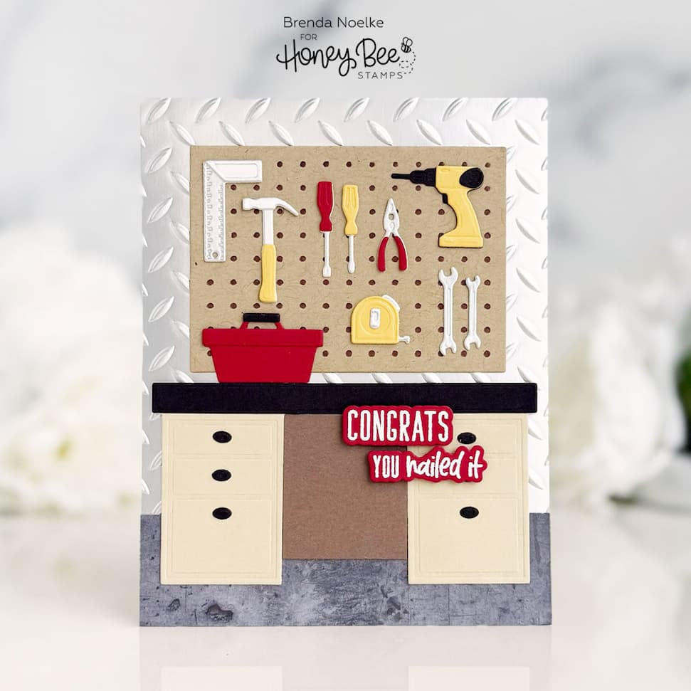 Honey Bee Lovely Layers Pegboard And Desk Dies hbds-llpdsk Brenda Noelke Card