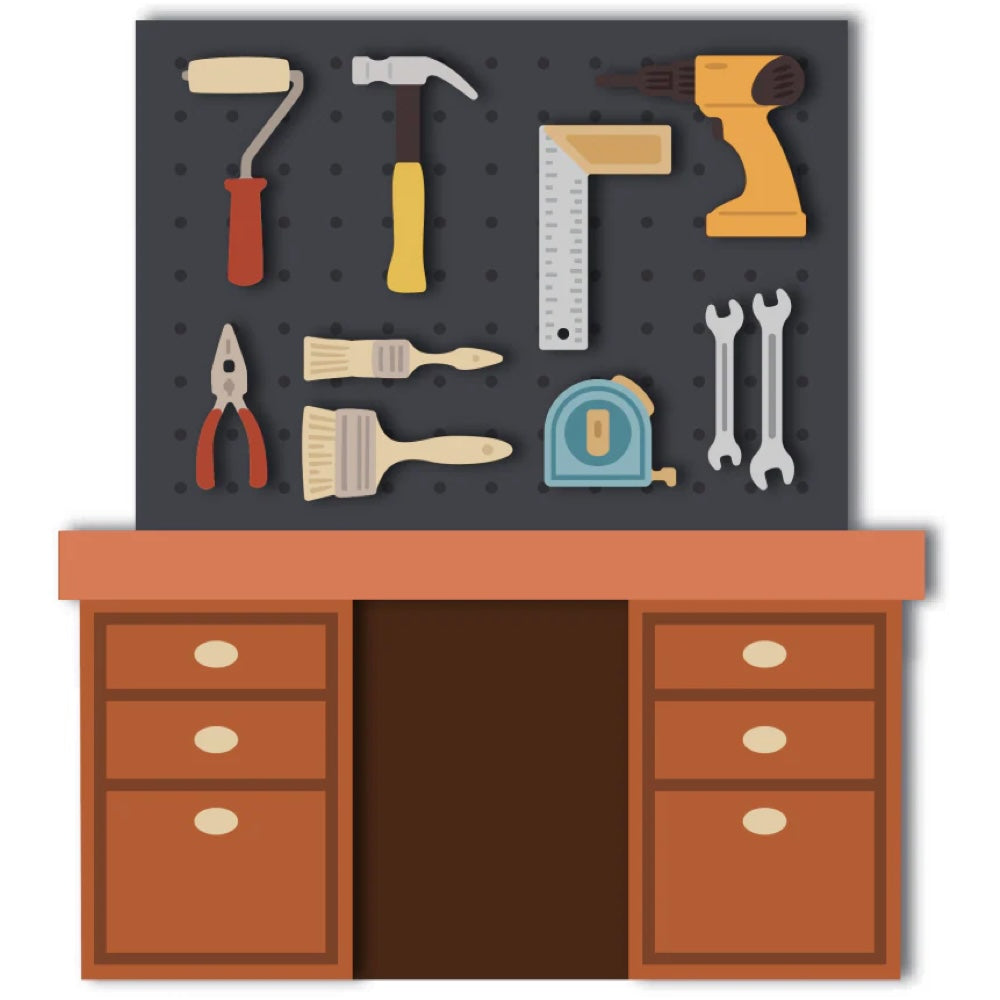 Honey Bee Lovely Layers Pegboard Desk And Garage Tools Dies Bundle Mock Up