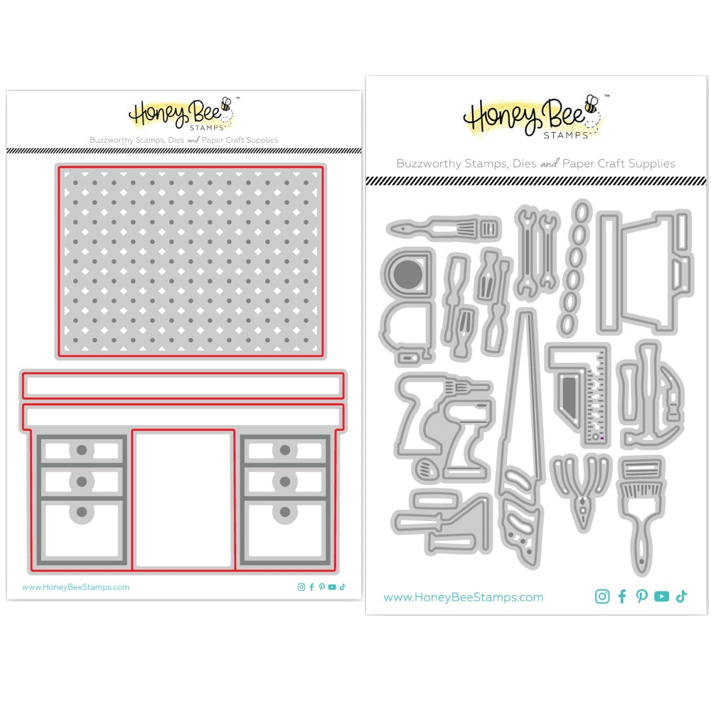 Honey Bee Lovely Layers Pegboard Desk And Garage Tools Dies Bundle Packaged