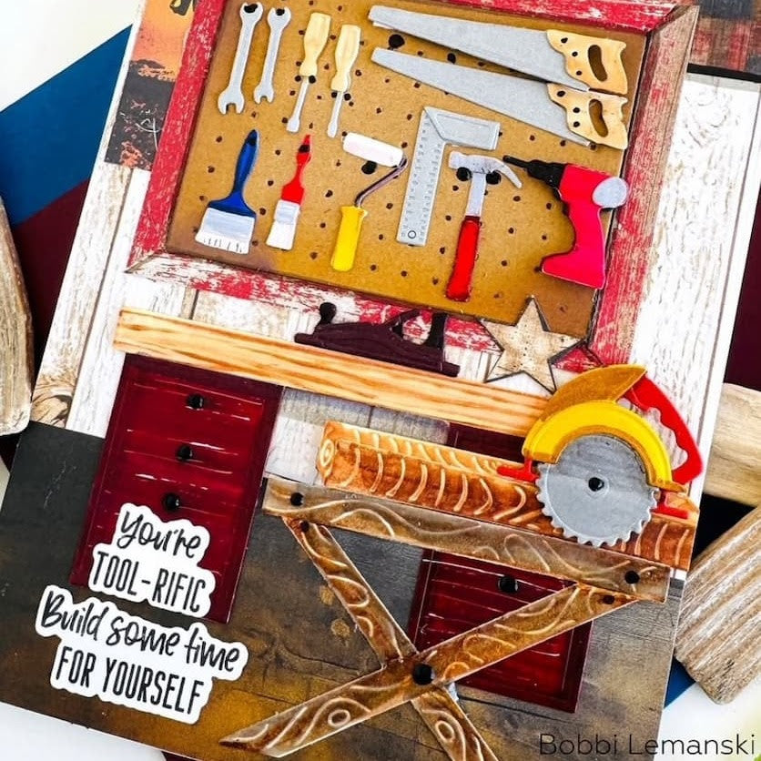 Honey Bee Lovely Layers Pegboard Desk Woodworking And Garage Tool Dies Bundle Bobbi Lemanski Card