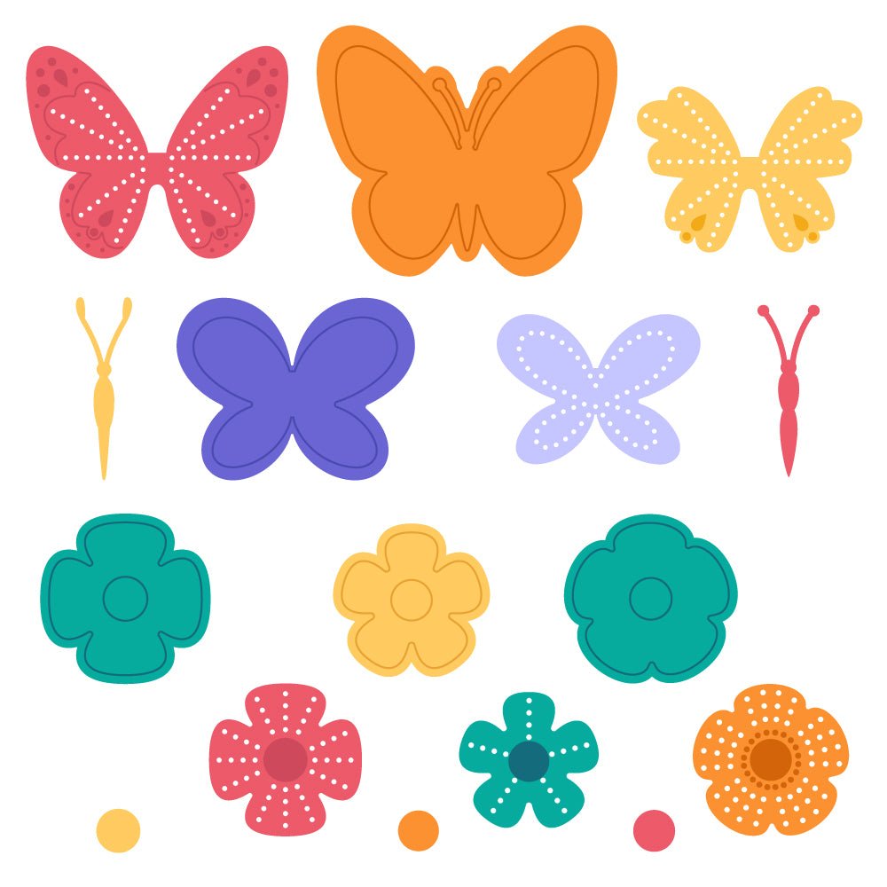 Honey Bee Lovely Layers Petals And Wings Dies hbds-llptlwg Colorful Butterflies