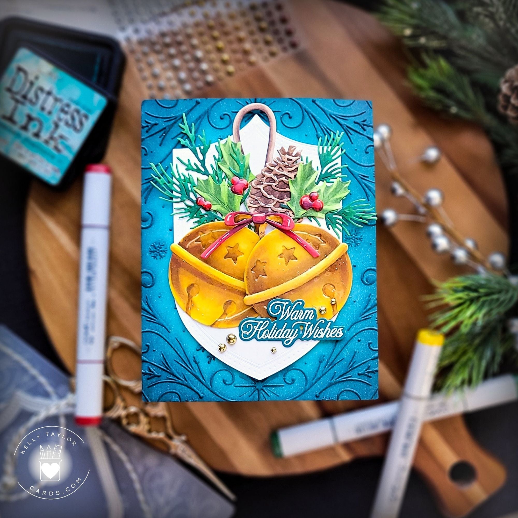 Honey Bee Lovely Layers Sleigh Bell Dies hbds-llslbl Warm Holiday Wishes Card