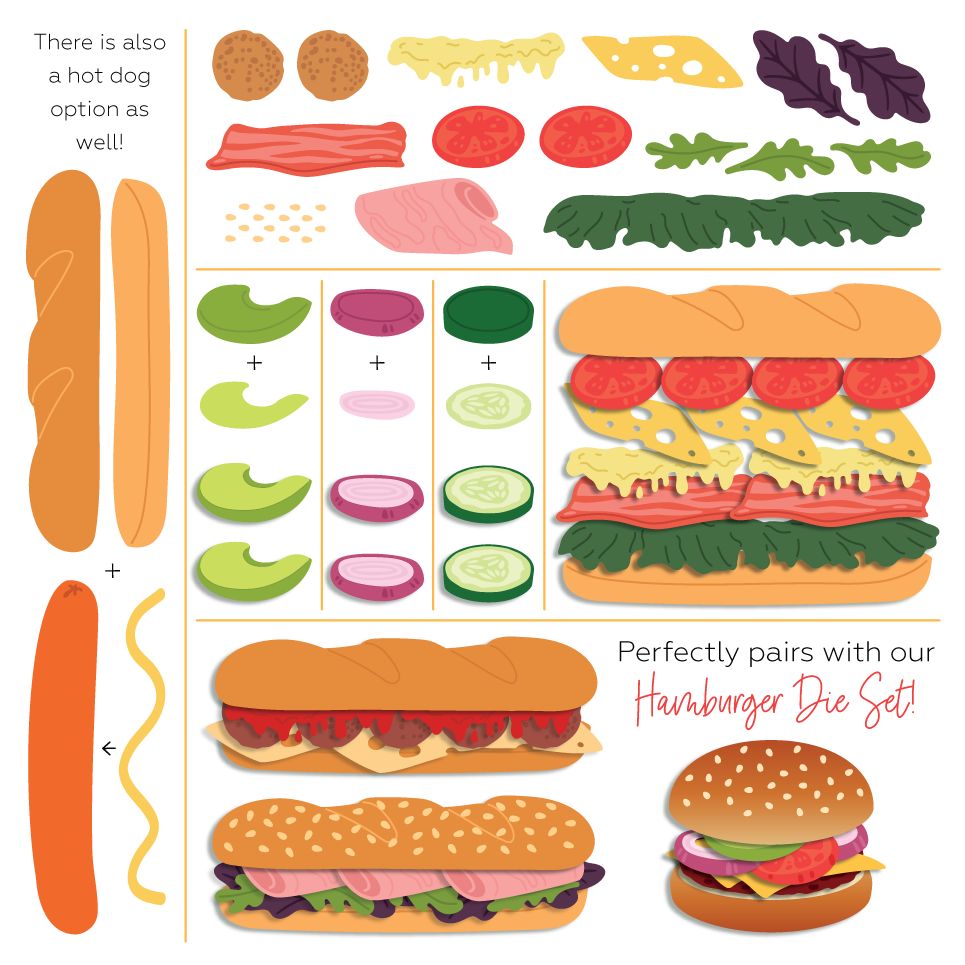 Honey Bee Lovely Layers Sub Sandwich Dies hbds-llsbsnd Condiments