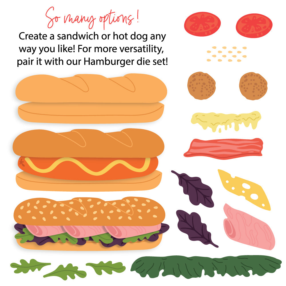 Honey Bee Lovely Layers Sub Sandwich Dies hbds-llsbsnd Hot Dogs