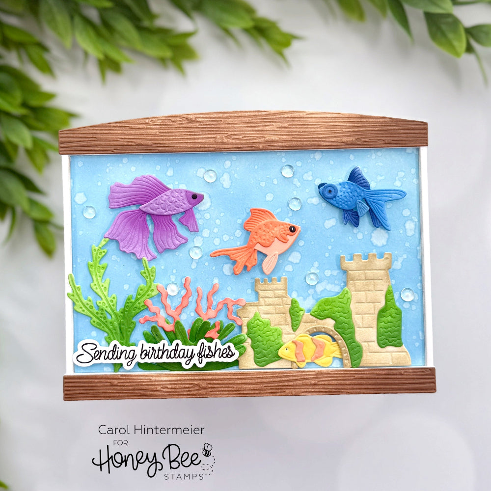 Honey Bee Lovely Layers Tank Aquarium Add-On Dies hbds-llaquao Carol Hintermeier Card