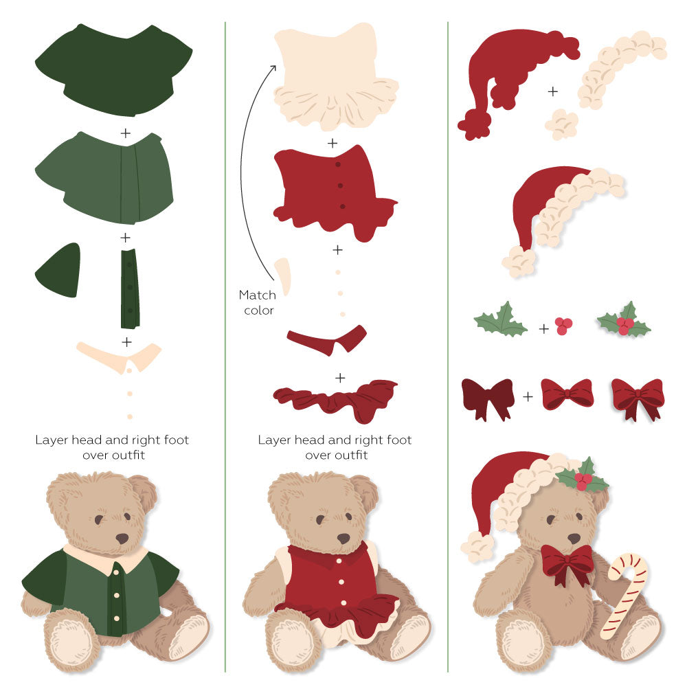 Honey Bee Lovely Layers Teddy Bear And Holiday Add On Dies Bundle Teddy Add On Assembly Instructions