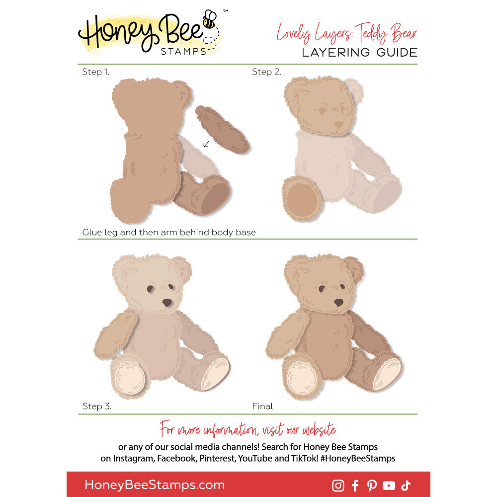 Honey Bee Lovely Layers Teddy Bear Dies hbds-lltdybr Layering Guide
