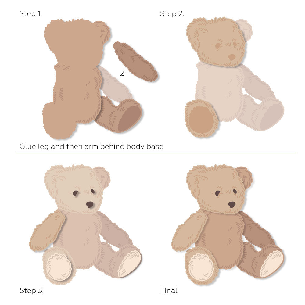 Honey Bee Lovely Layers Teddy Bear Dies hbds-lltdybr Layering Guide Steps