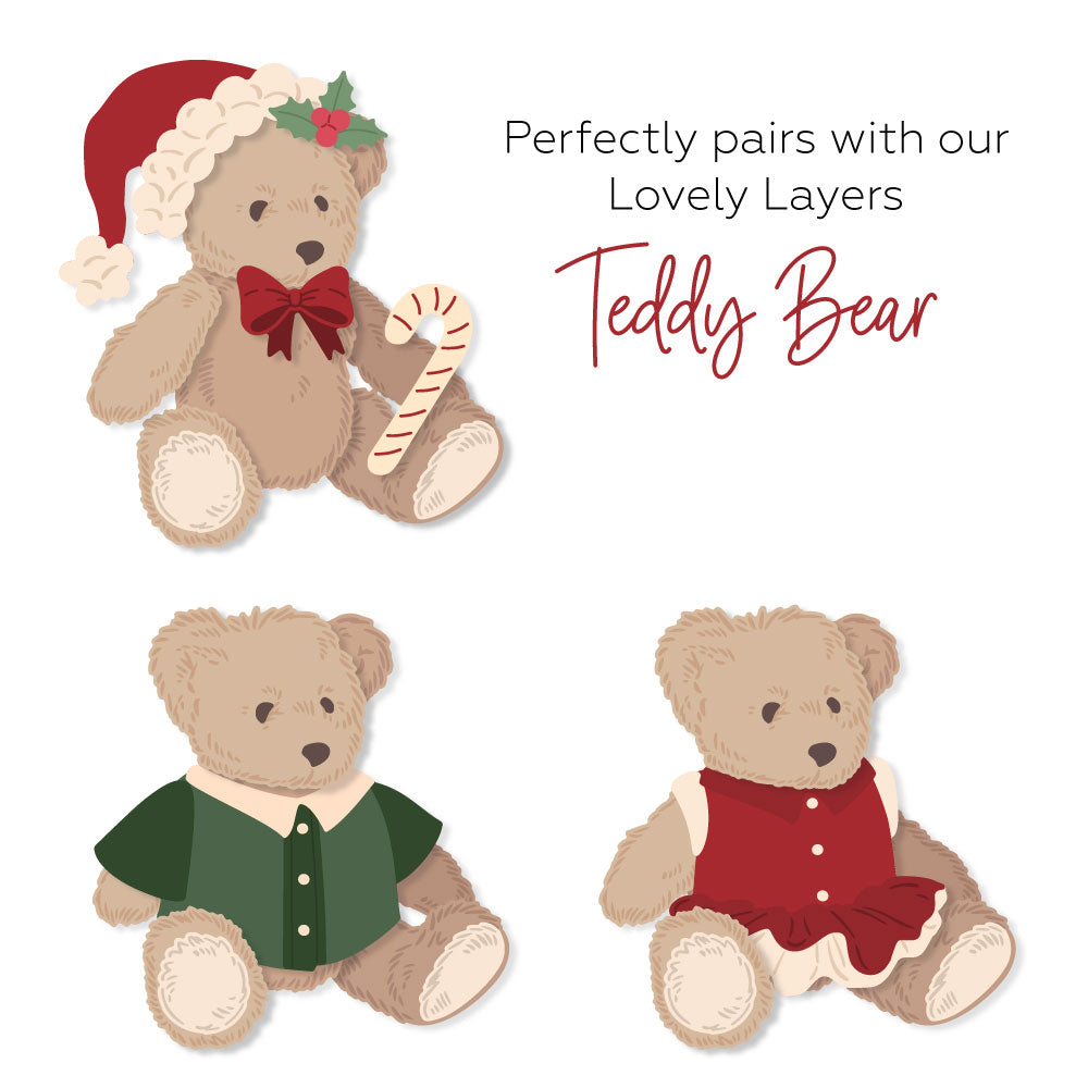 Honey Bee Lovely Layers Teddy Bear Holiday Add On Dies hbds-llhltdy