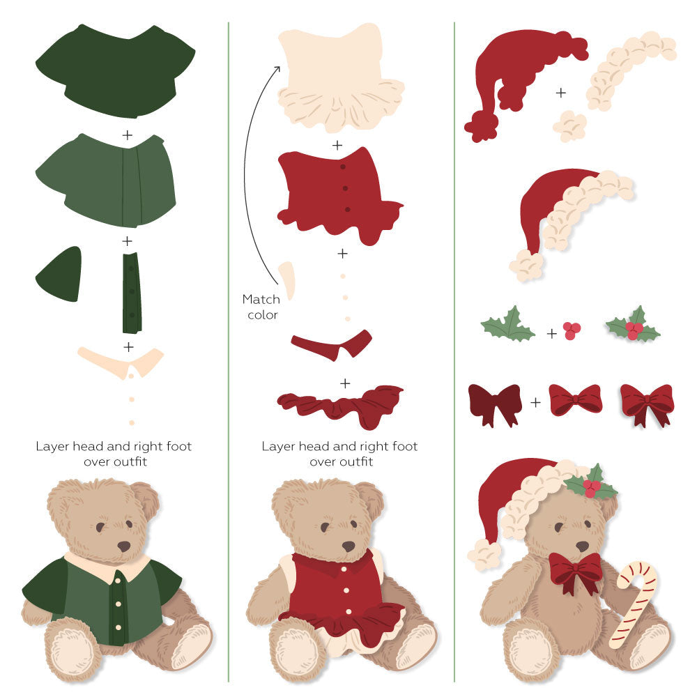 Honey Bee Lovely Layers Teddy Bear Holiday Add On Dies hbds-llhltdy Holiday Outfits Guide