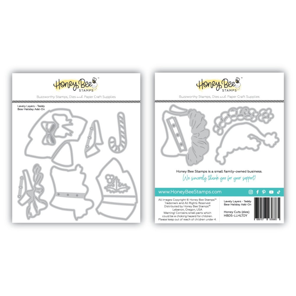 Honey Bee Lovely Layers Teddy Bear Holiday Add On Dies hbds-llhltdy Packaging Image