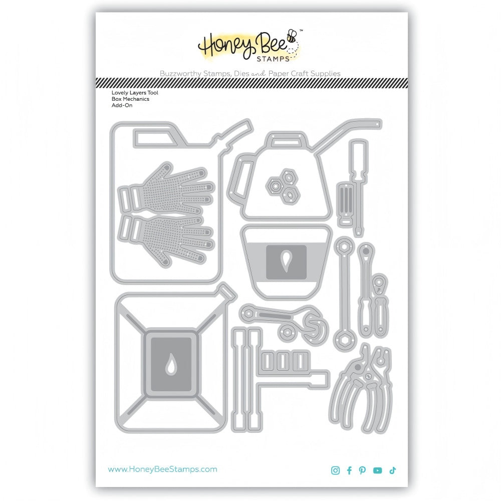 Honey Bee Lovely Layers Tool Box Mechanics Add Ons Dies hbds-llmectb Packaging View