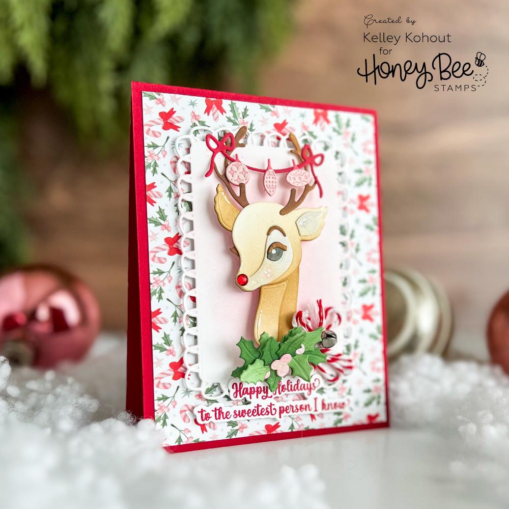 Honey Bee Lovely Layers Vintage Reindeer Dies hbds-llvinrd Rudolph Card