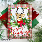 Honey Bee Lovely Layers Vintage Reindeer Dies hbds-llvinrd Season's Greetings Card