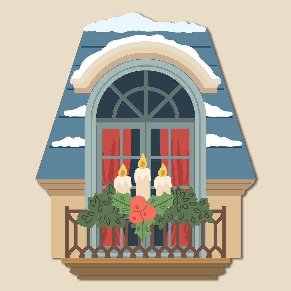 Honey Bee Lovely Layers Window And Holiday Add-On Dies Bundle HBDS-LLWNDHLLL Candles And Swag