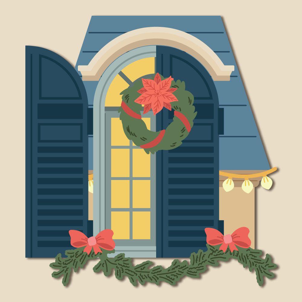 Honey Bee Lovely Layers Window And Holiday Add-On Dies Bundle HBDS-LLWNDHLLL Wreath And Swag